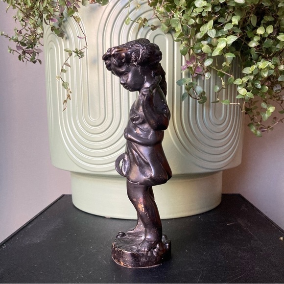 19th Century Vintage Antique Bronze Cast Harvest Putti Child Statue - Picture 3 of 12